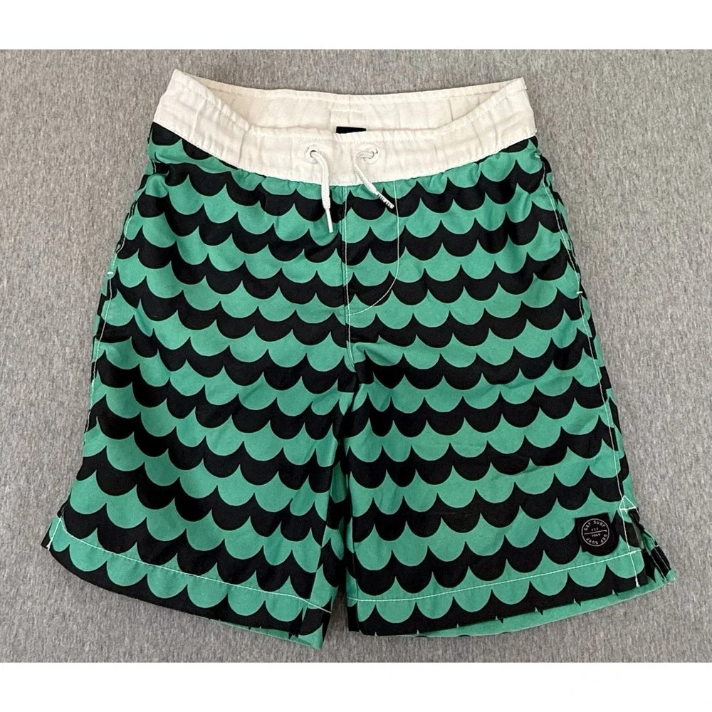 GapKids MCMLXIX Boy's Size S (6/7) Green Board Shorts Swim Trunks Mesh Lined